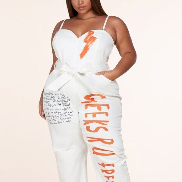 ❤️BRAND NEW! L’atise by Amy Plus Size Letter Print Jumpsuits - Picture 4 of 15